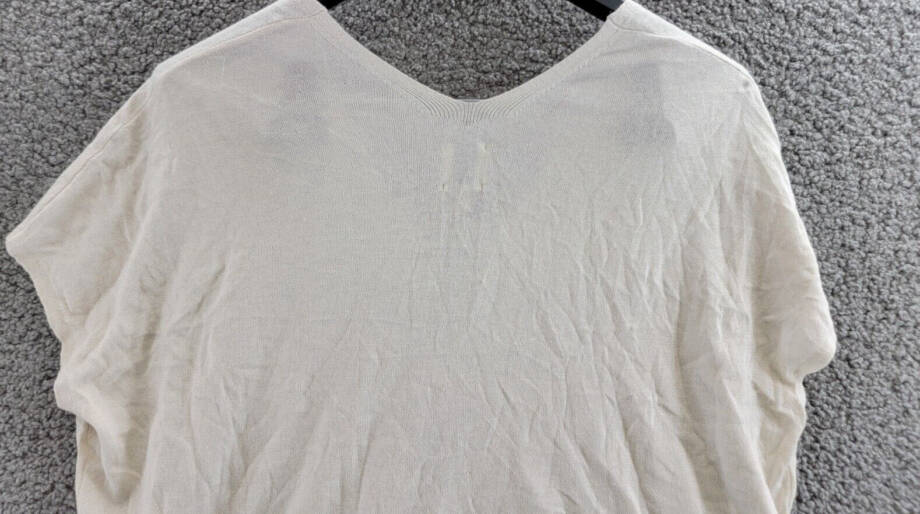 NIC+ZOE Cap Sleeve V-Neck Sweater Women's M Pale Beige Short Sleeve Pullover