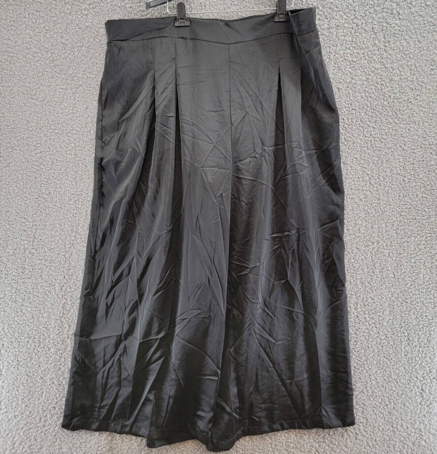 Nina Parker Trendy Plus Size Satin Wide-Leg Pants Women's 4X Black Beauty Solid