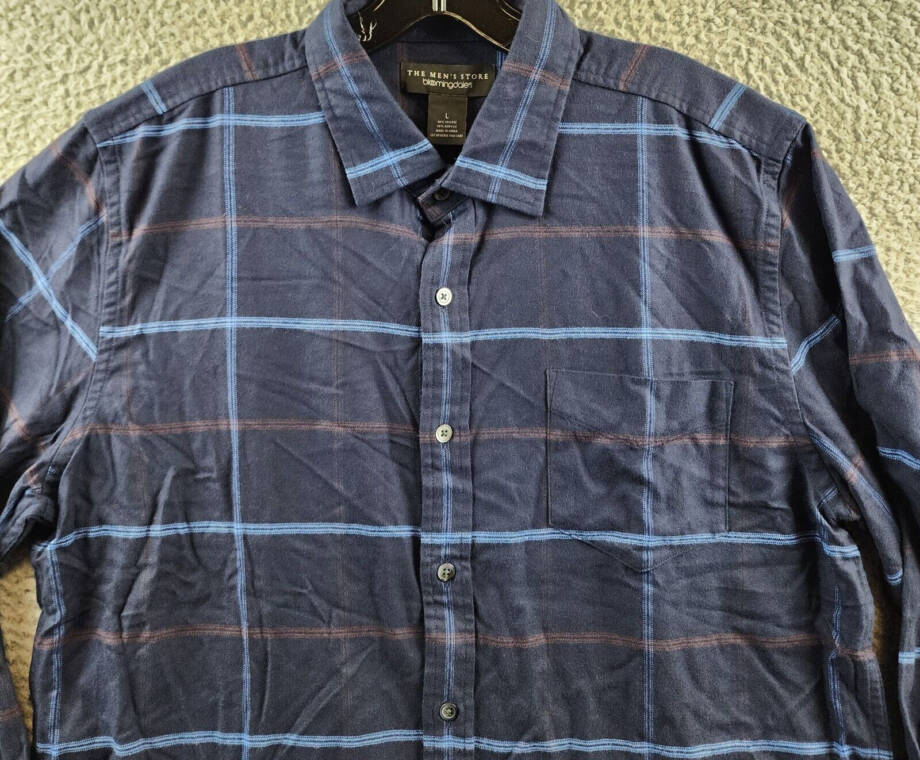The Men's Store at Bloomingdale's Regular Fit Twill Flannel Shirt Men's L Navy +