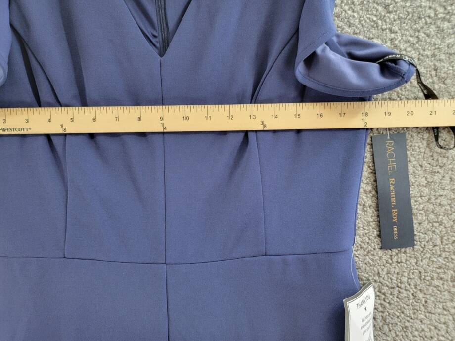 RACHEL Rachel Roy Ruffled-Sleeve Cropped Jumpsuit Women's XL Navy Back Zip