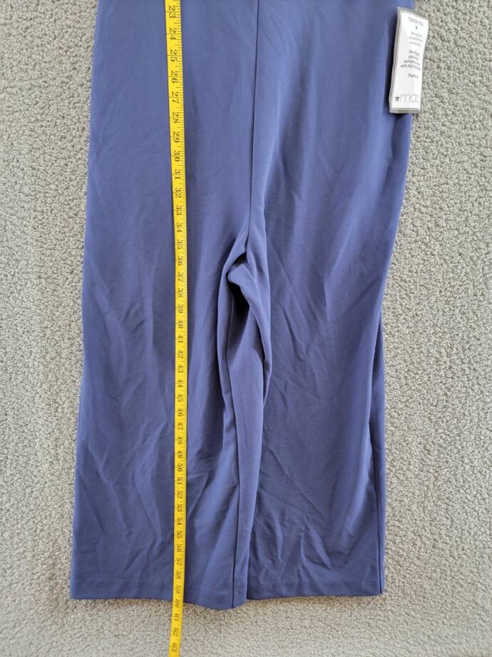 RACHEL Rachel Roy Ruffled-Sleeve Cropped Jumpsuit Women's XL Navy Back Zip