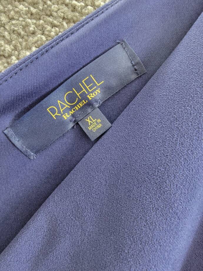 RACHEL Rachel Roy Ruffled-Sleeve Cropped Jumpsuit Women's XL Navy Back Zip