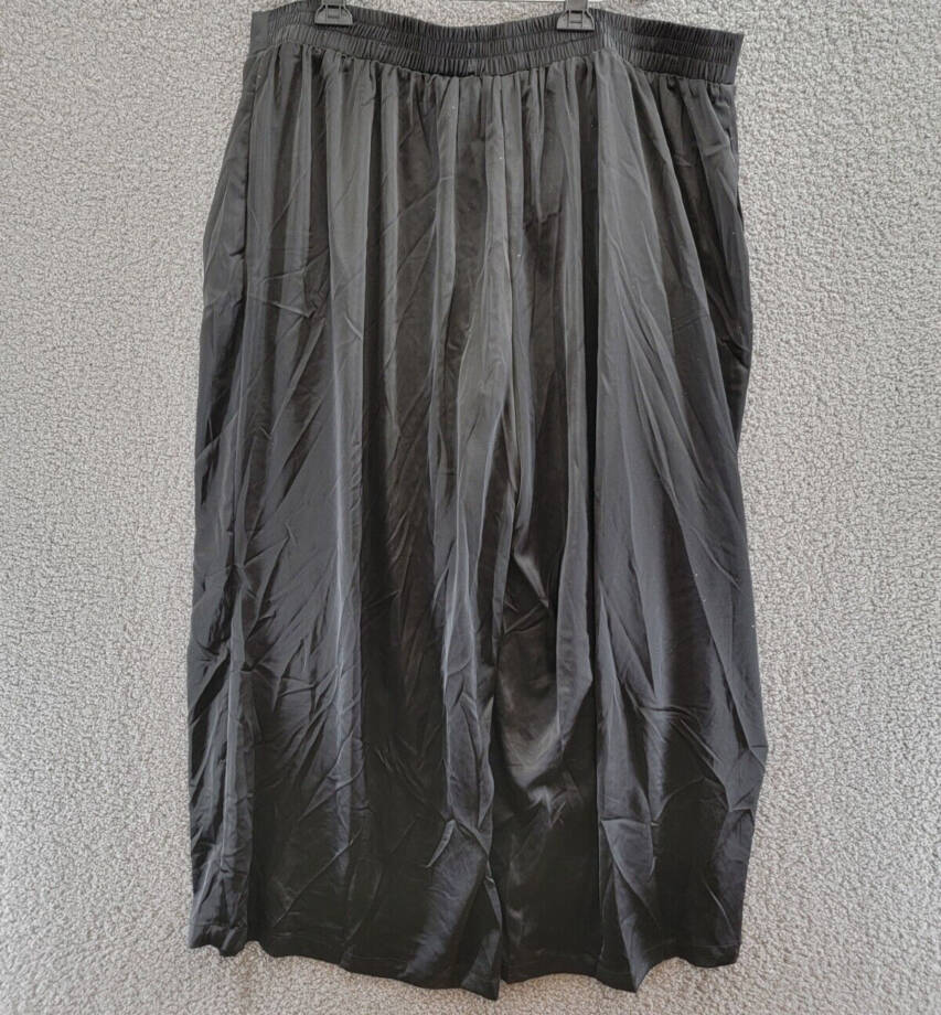 Nina Parker Trendy Plus Size Satin Wide-Leg Pants Women's 4X Black Beauty Solid