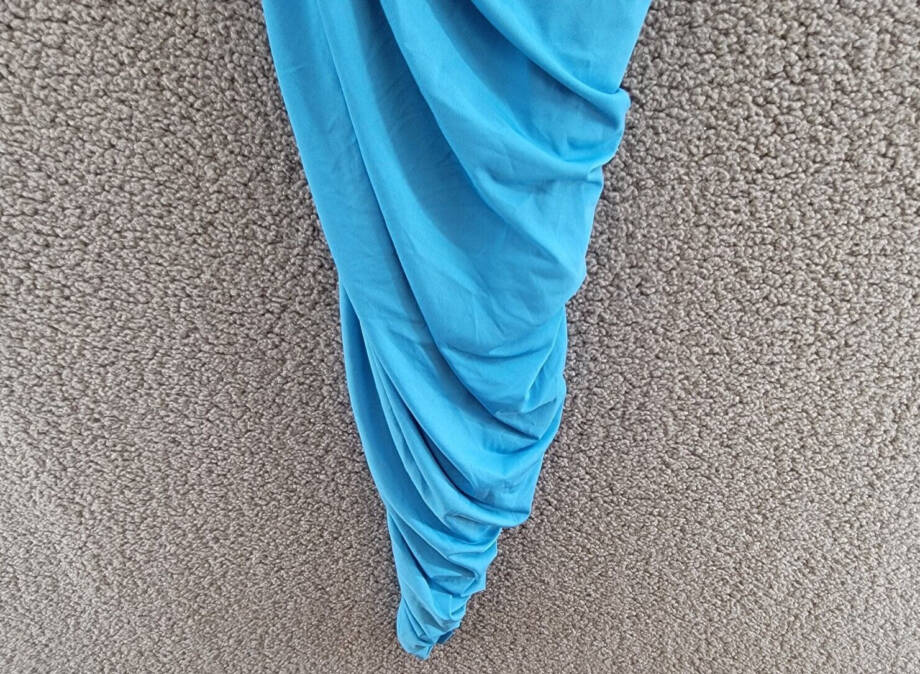 STEVE MADDEN Ayana Ruched Dress Womens XS Atlantic Blue Asymmetric Neck Pullover