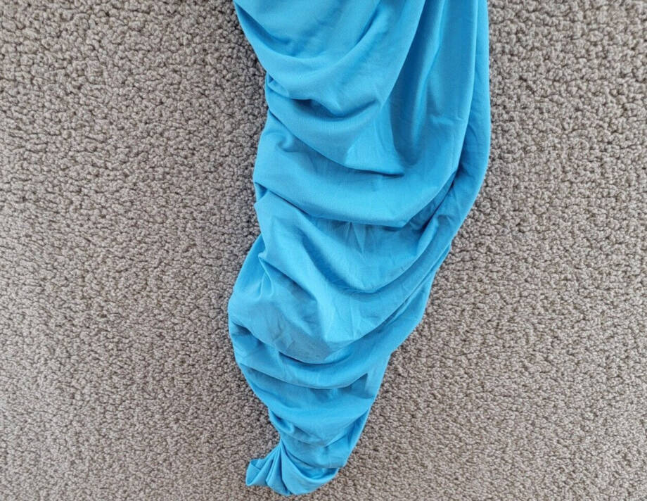 STEVE MADDEN Ayana Ruched Dress Womens XS Atlantic Blue Asymmetric Neck Pullover