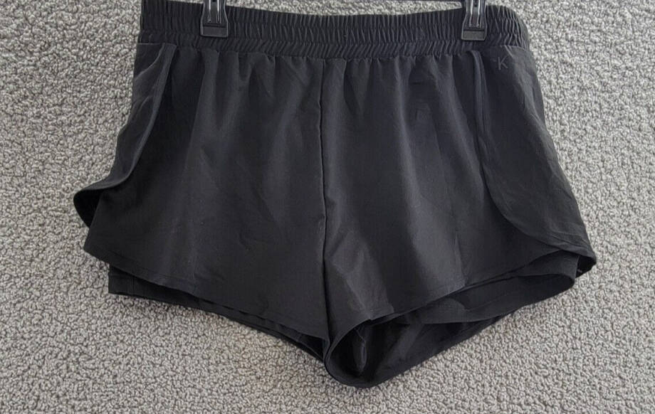Calvin Klein Tulip Wrap Shorts Women's XL Black Solid Elastic Waist Pull On