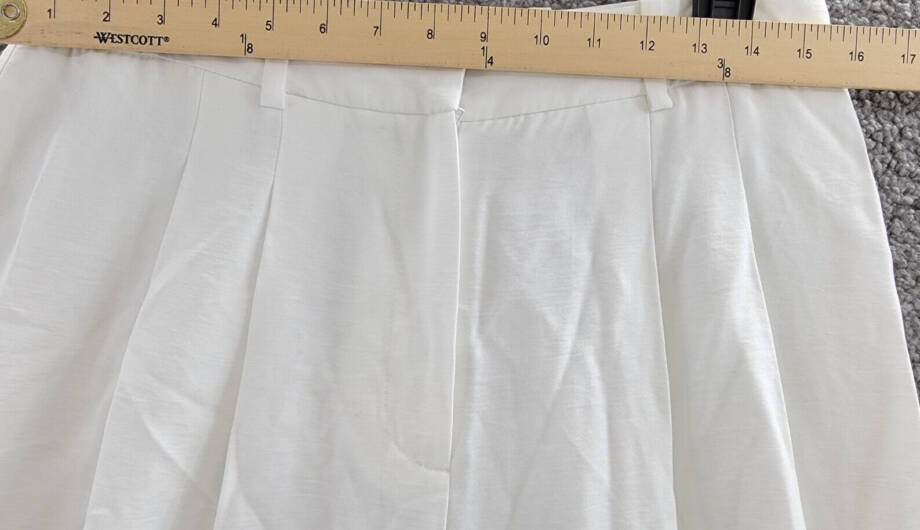 WAYF High Rise Pleated Pants Women's M White Side Pockets Hook & Bar Zip Closure