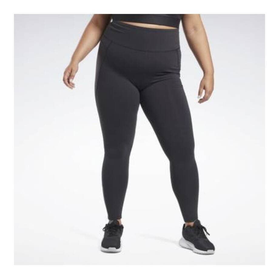Reebok Plus Size Lux 3/4 Leggings Women's 1X Black Solid Elastic Waist Pull On