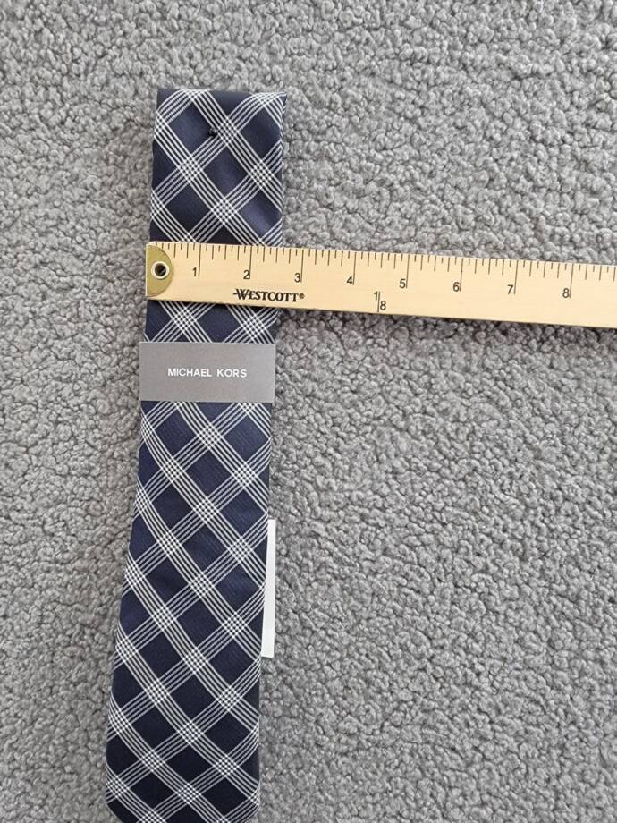 Michael Kors Silk Blend Lombard Check Tie Men's One Size Navy Combo