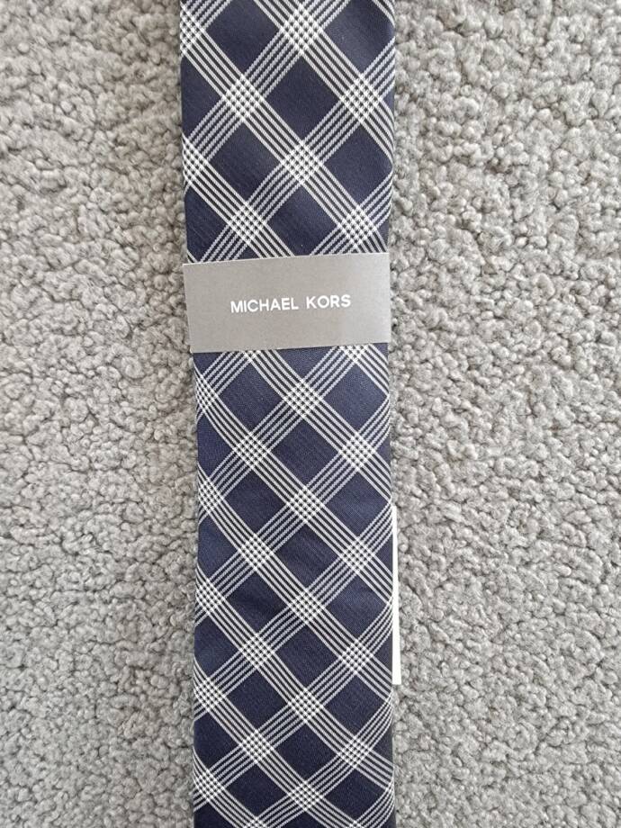 Michael Kors Silk Blend Lombard Check Tie Men's One Size Navy Combo