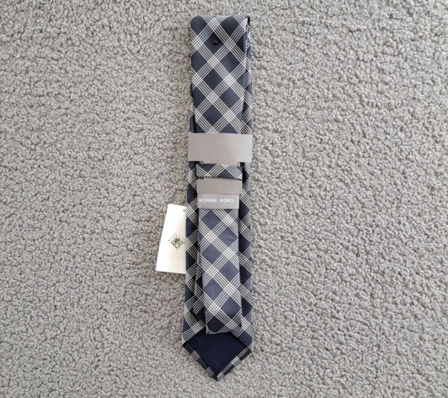 Michael Kors Silk Blend Lombard Check Tie Men's One Size Navy Combo