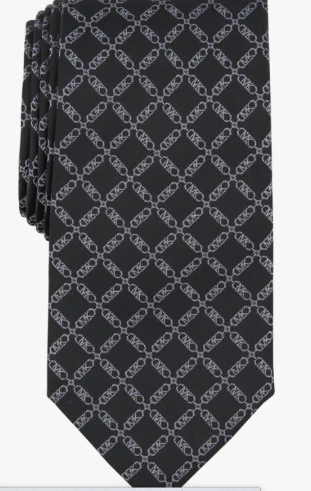 Michael Kors Silk Blend Classic Logo Grid Tie Men's One Size Black Adjustable
