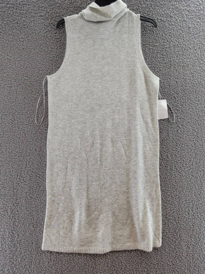 MSK Sleeveless Turtleneck Knit Sweater Dress Women's L Silver Heather Pullover