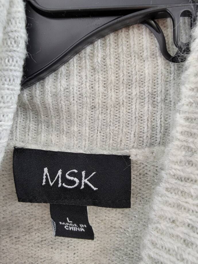 MSK Sleeveless Turtleneck Knit Sweater Dress Women's L Silver Heather Pullover