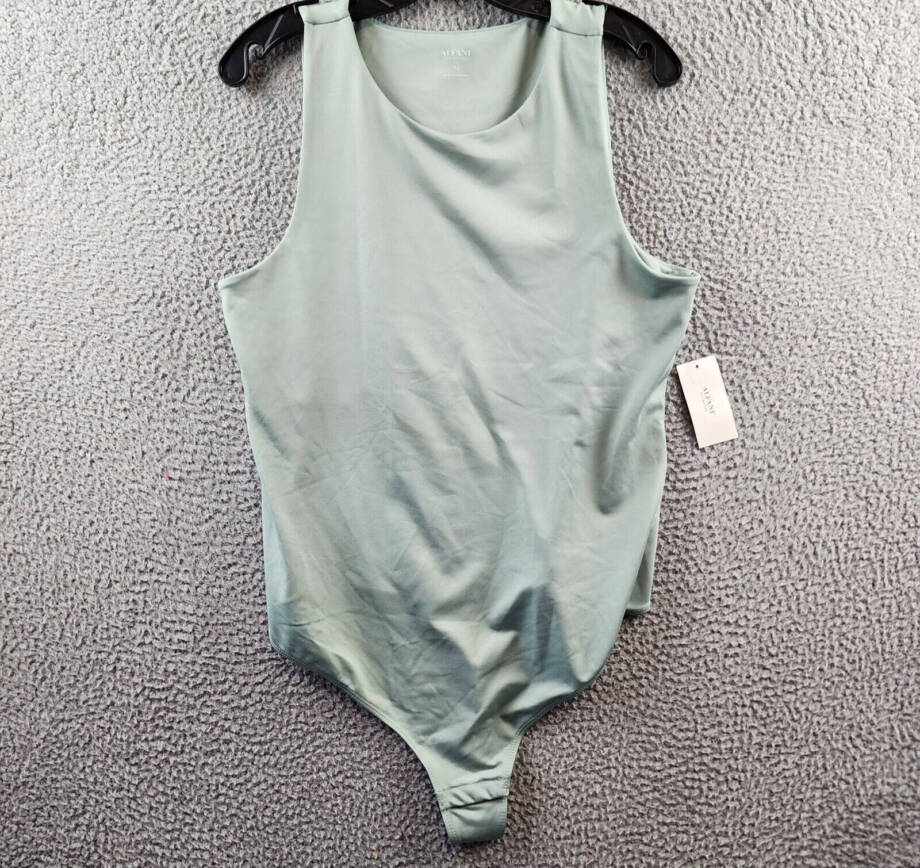 Alfani Intimates High Neck Thong Bodysuit Women's XL Sage Snap Gusset Closure