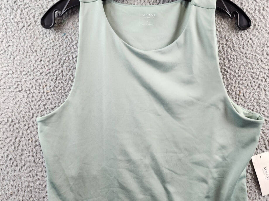 Alfani Intimates High Neck Thong Bodysuit Women's XL Sage Snap Gusset Closure
