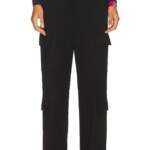 rag & bone Irina Wide Leg Cargo Pants Women's S Black Zip Hook & Bar Closure