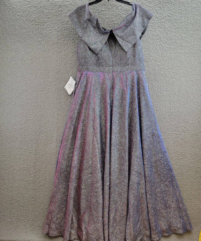 XSCAPE Plus Size Draped Off-The-Shoulder Metallic Gown Women's 16W Black/Fuchsia