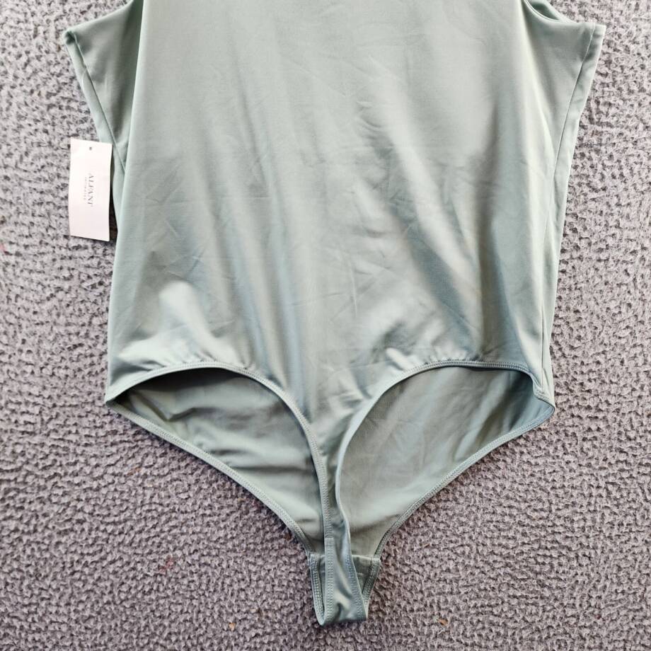 Alfani Intimates High Neck Thong Bodysuit Women's XL Sage Snap Gusset Closure