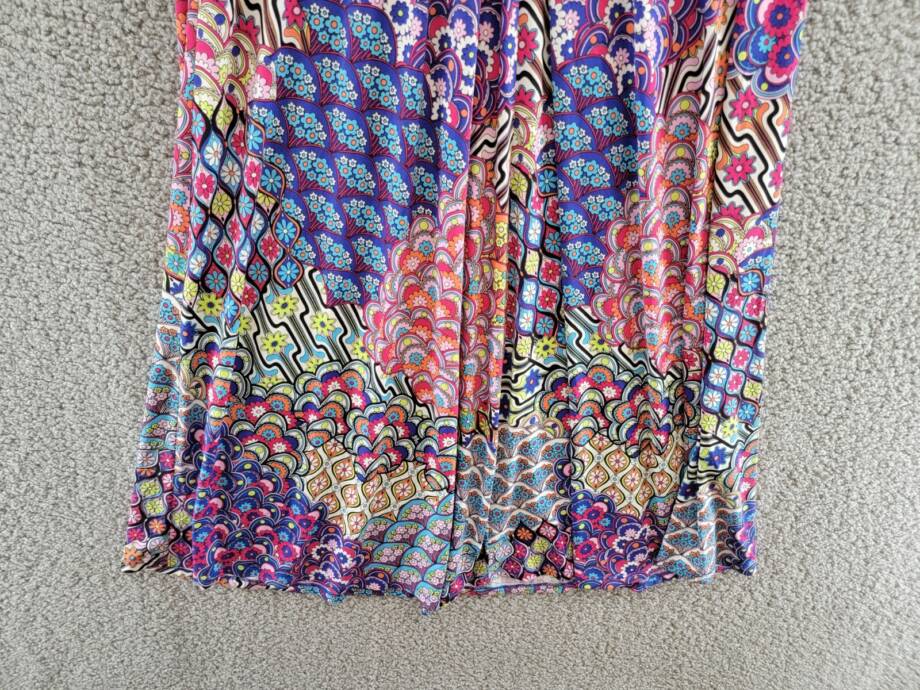 MSK Mixed-Print Twist-Front Midi Dress Women's S Multicolor V-Neck Elbow Sleeve