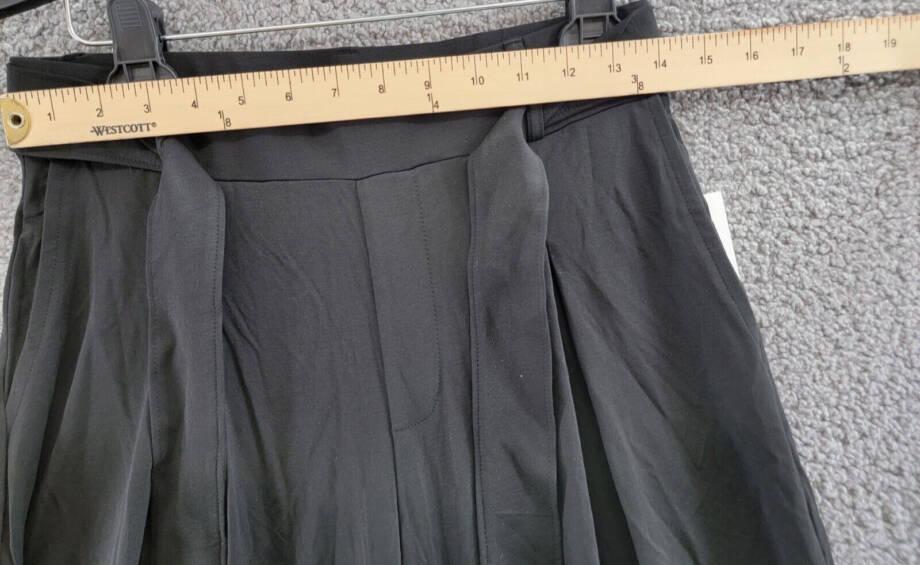 Calvin Klein Belted Pleated-Front Pants Women's XS Black Elastic Waist Pull On