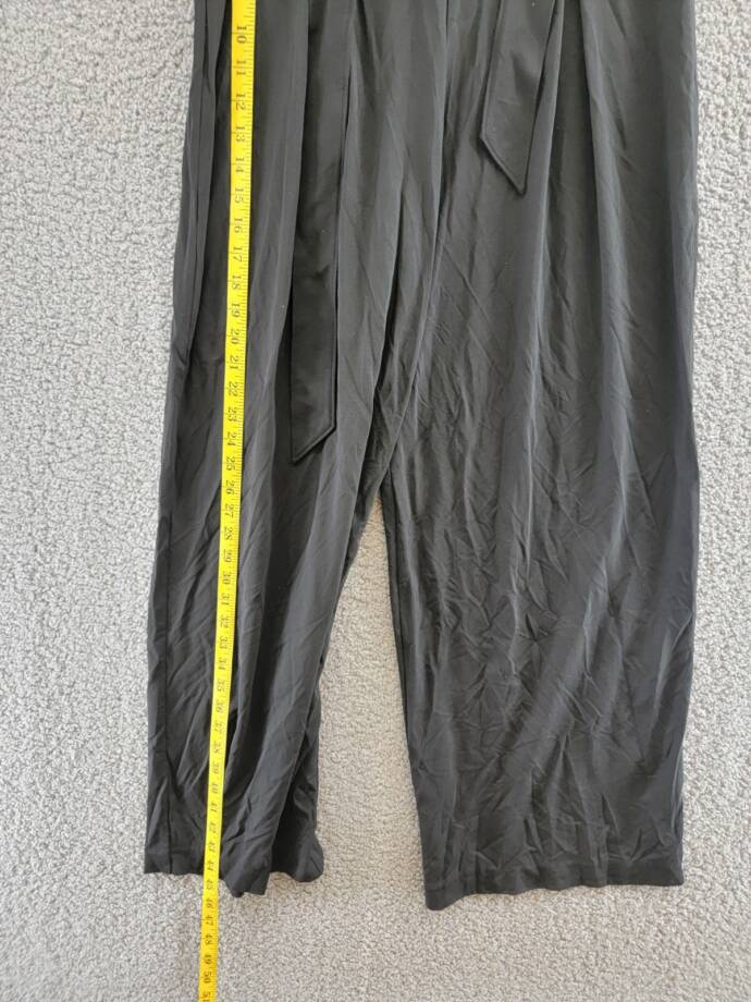Calvin Klein Belted Pleated-Front Pants Women's XS Black Elastic Waist Pull On
