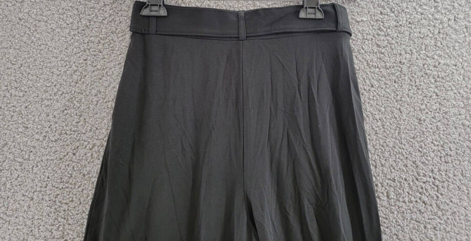 Calvin Klein Belted Pleated-Front Pants Women's XS Black Elastic Waist Pull On