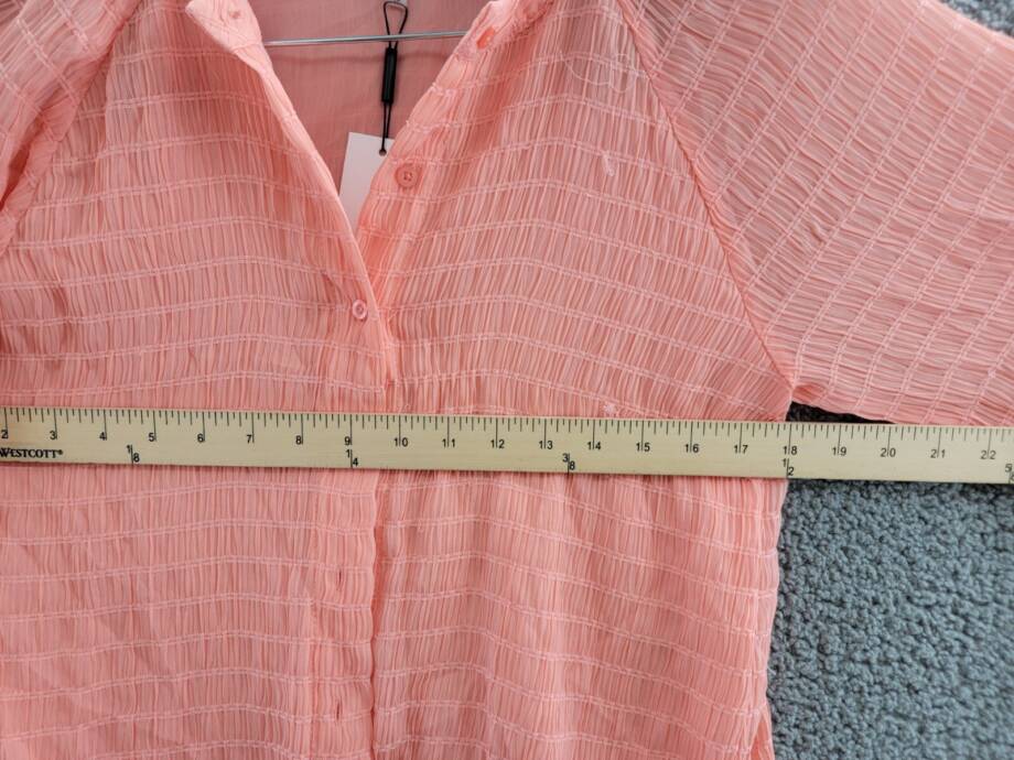 Calvin Klein Long Sleeve Textured Chiffon Blouse Women's XS Peach Button Front
