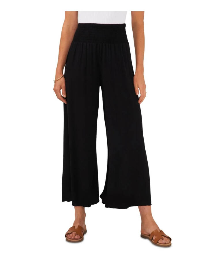 Vince Camuto Plus Size Smocked Wide Leg Pants Women's 1X Black Pull On Style