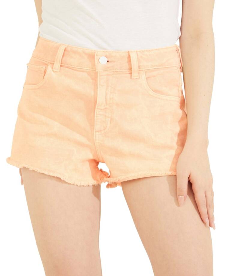 GUESS Acid-Washed Denim Mom Shorts Women's 31 Durazno Zip Fly Button Closure