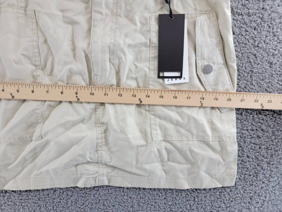 DKNY Jeans Pocket Mini Skirt Women's 14 Light City Khaki Zip Button Closure