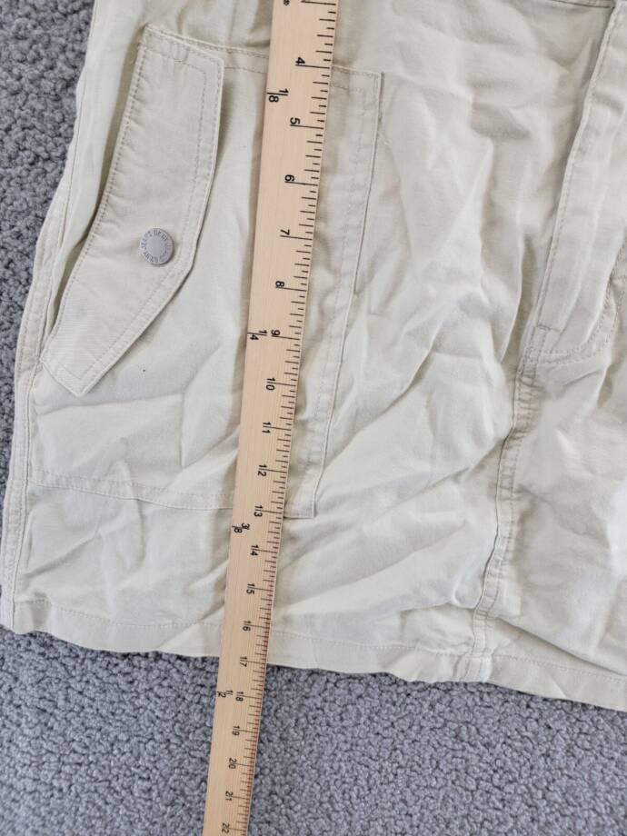 DKNY Jeans Pocket Mini Skirt Women's 14 Light City Khaki Zip Button Closure