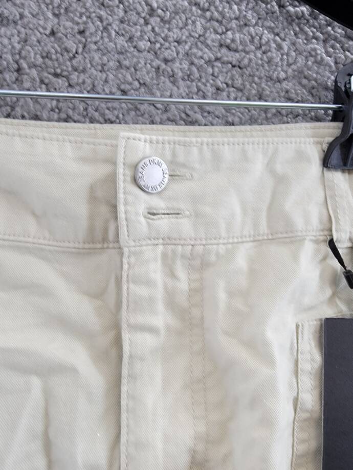 DKNY Jeans Pocket Mini Skirt Women's 14 Light City Khaki Zip Button Closure
