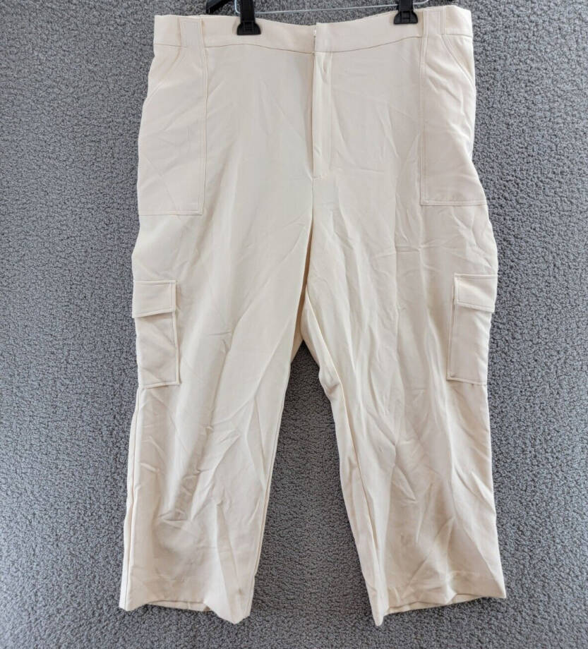 Nina Parker Trendy Plus Size Wide-Leg Utility Cargo Pants Women's 22W Oat Latte