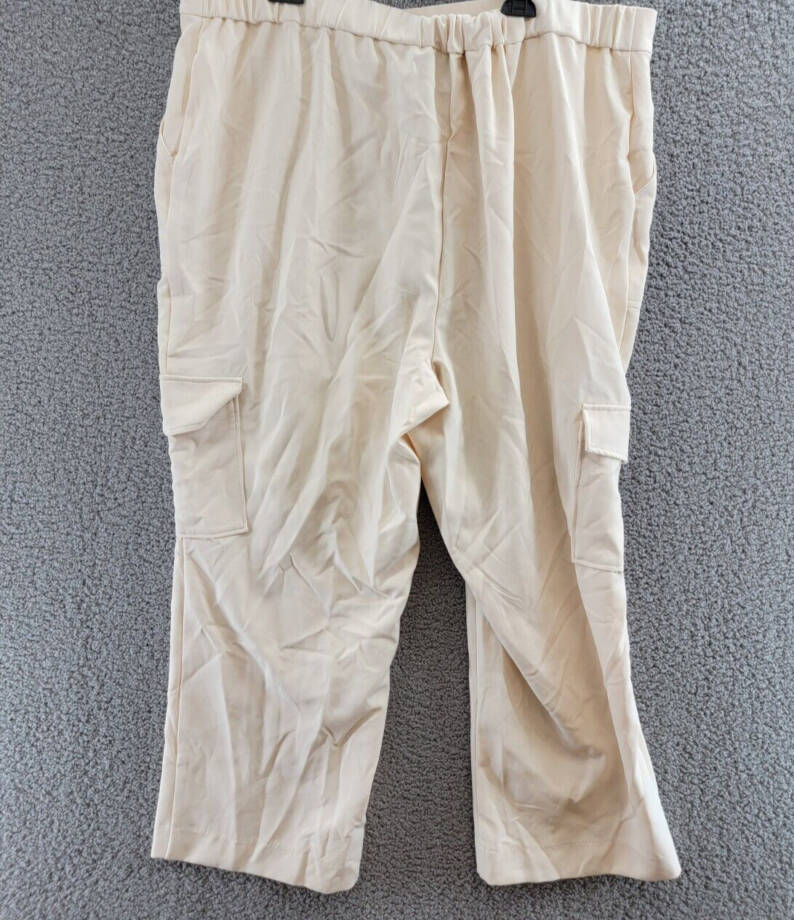 Nina Parker Trendy Plus Size Wide-Leg Utility Cargo Pants Women's 22W Oat Latte