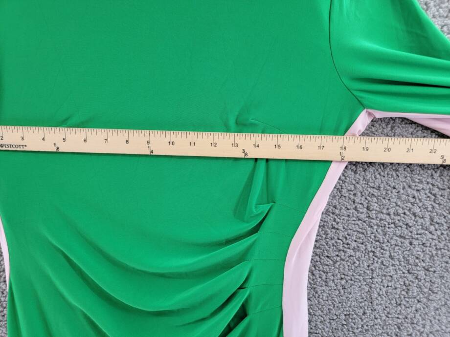 Kasper Side Stripe Dress Women's 12 Green/Pink Colorblocked Round Neck Pullover