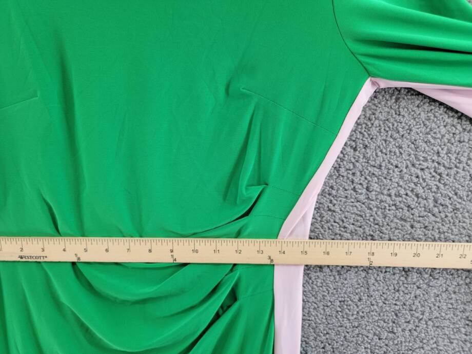 Kasper Side Stripe Dress Women's 12 Green/Pink Colorblocked Round Neck Pullover