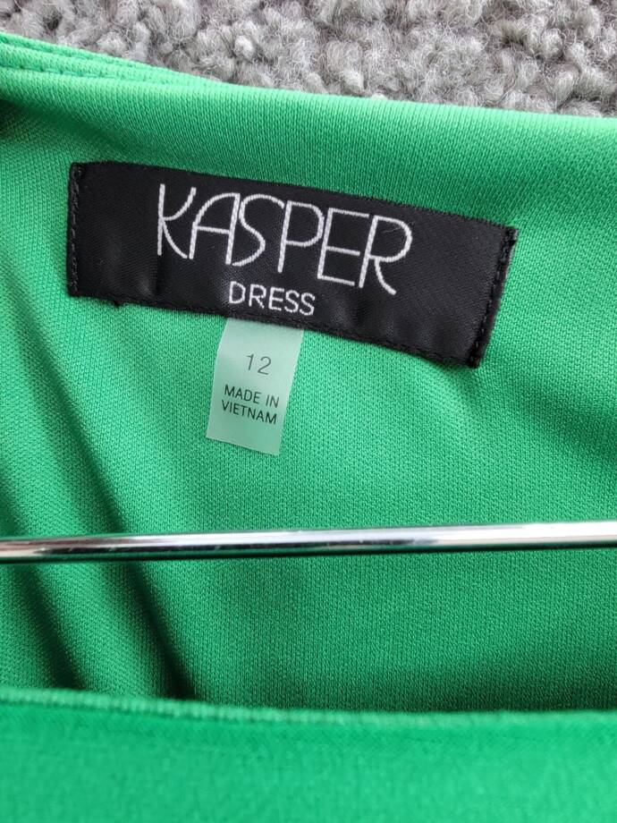 Kasper Side Stripe Dress Women's 12 Green/Pink Colorblocked Round Neck Pullover