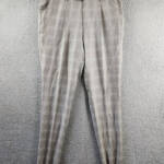 BOSS Camel Heston Wool Slim Fit Dress Pants Men's 40R Beige Plaid Button Zip