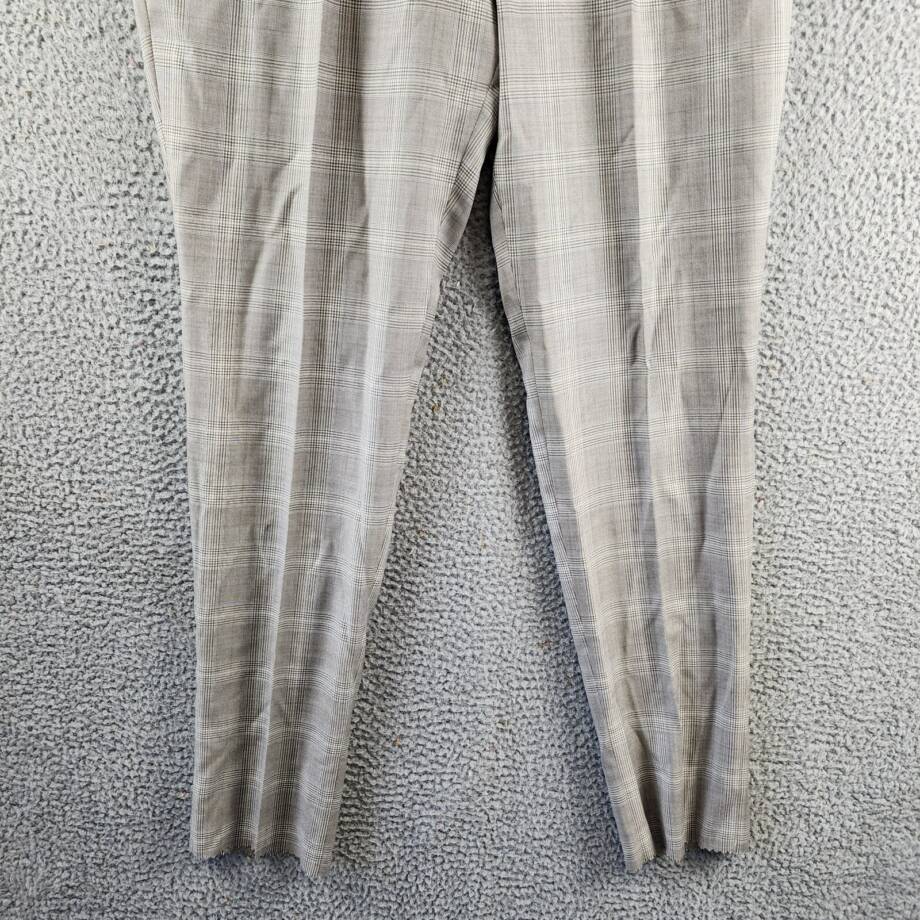 BOSS Camel Heston Wool Slim Fit Dress Pants Men's 40R Beige Plaid Button Zip