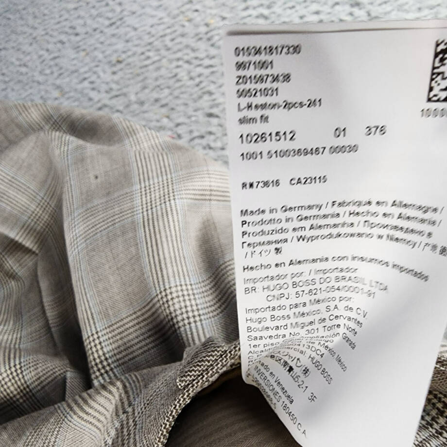 BOSS Camel Heston Wool Slim Fit Dress Pants Men's 40R Beige Plaid Button Zip