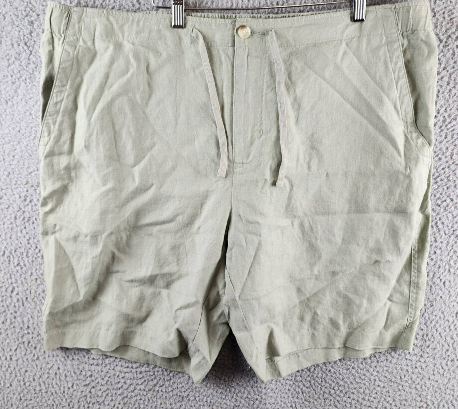 Vince Lightweight Hemp Shorts Men's XXL Dried Cactus Drawstring Button Zipped