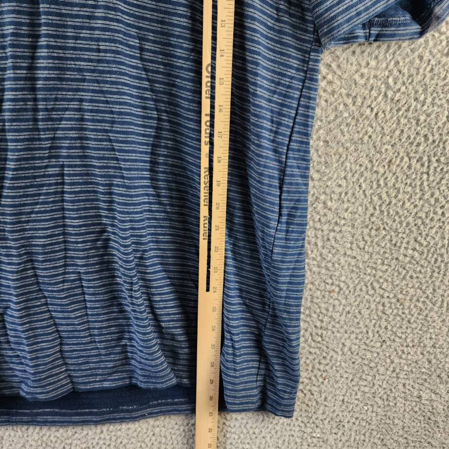 Vince Plaited Stripe Pima Cotton Crew Neck T-Shirt Men's XL Navy Short Sleeve