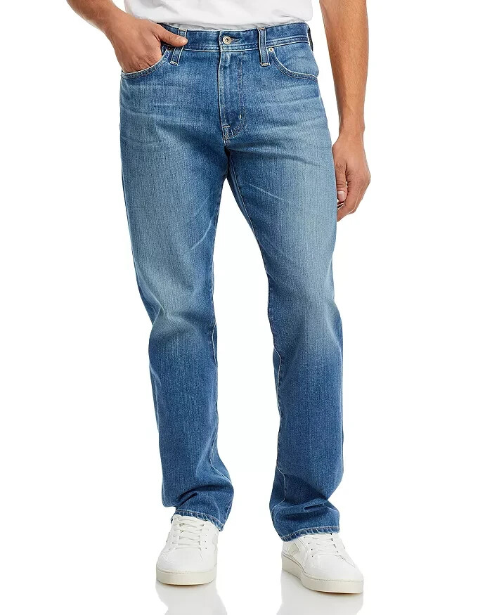 AG Everett Slim Straight Fit Jeans Men's 30x34 Runyon Blue Denim Button Zip