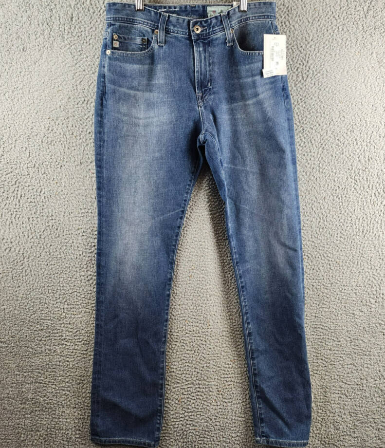 AG Everett Slim Straight Fit Jeans Men's 30x34 Runyon Blue Denim Button Zip