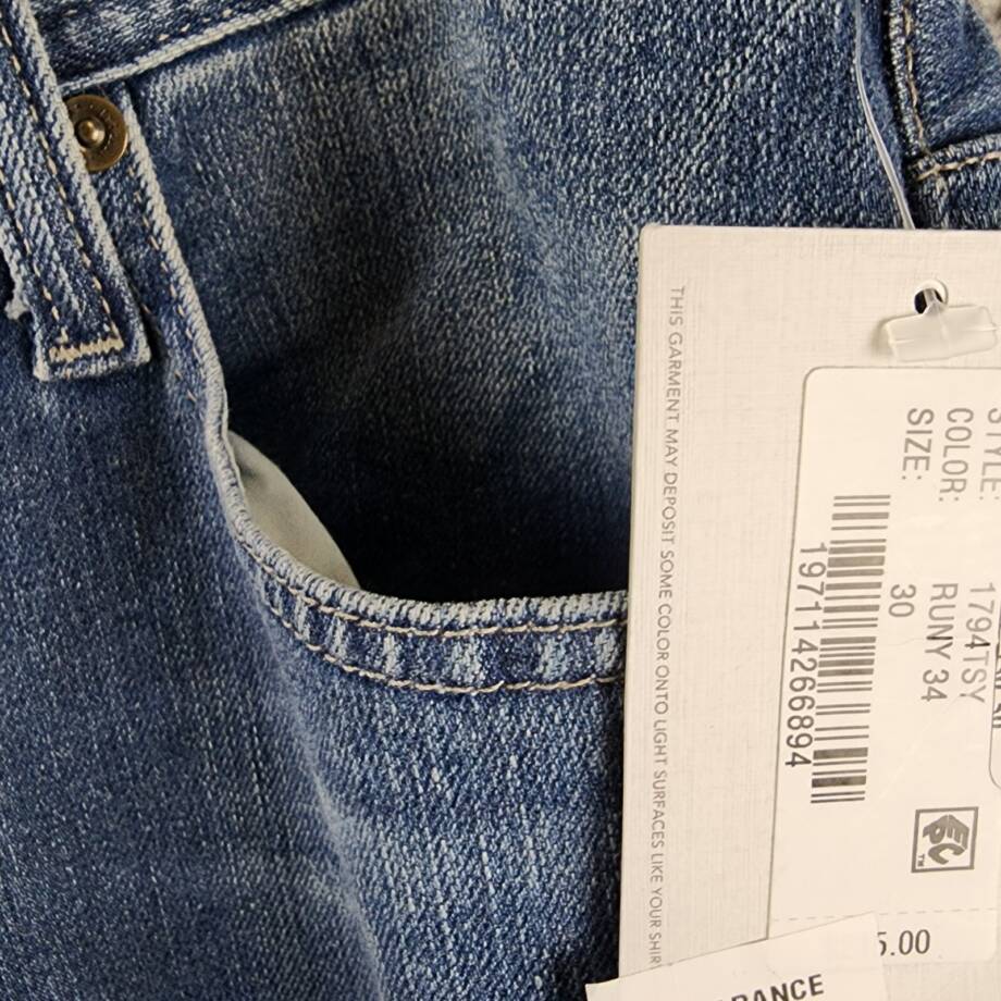 AG Everett Slim Straight Fit Jeans Men's 30x34 Runyon Blue Denim Button Zip