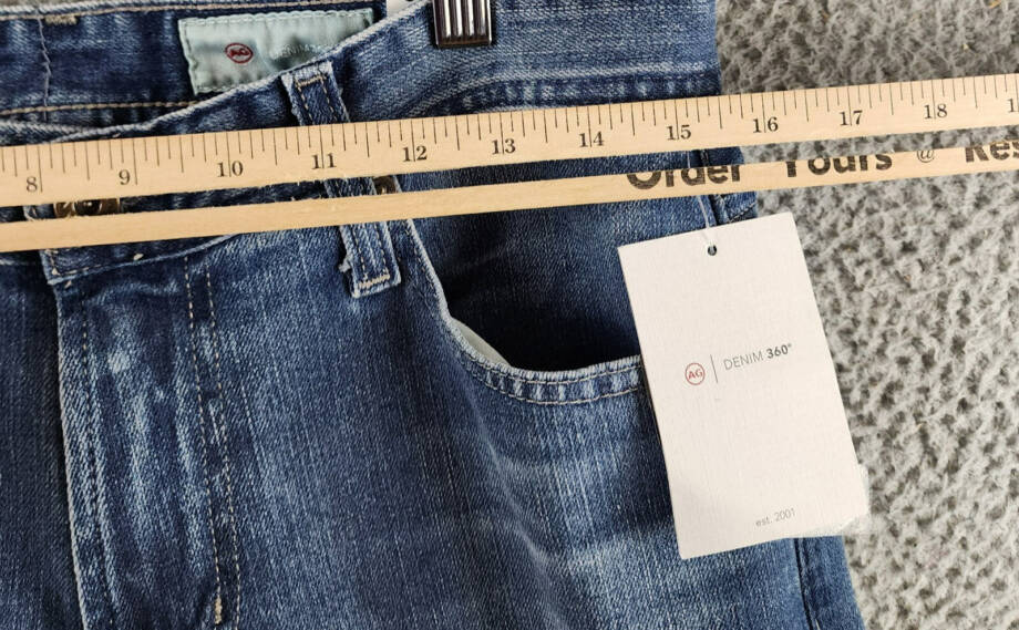 AG Everett Slim Straight Fit Jeans Men's 30x34 Runyon Blue Denim Button Zip