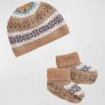 Polo Ralph Lauren Wool Blend Hat & Booties Gift Set Baby Boy's NB/3M Khaki Multi