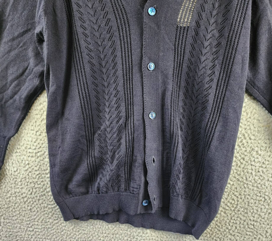 NN07 Bjarki 6539 Knit Cardigan Sweater Men's S Navy Blue Wool Blend Button Front