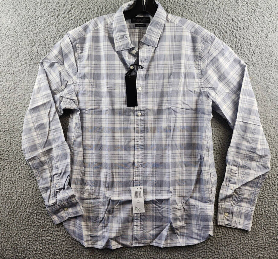 The Men's Store at Bloomingdale's Slim Fit Button Up Shirt Men's L Navy/White